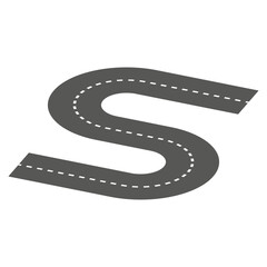 Winding road icon. Curvy path symbol. S shape Vector. Transport route graphic.