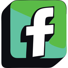 Stylized Letter F Logo With Green Blue and White Colors Isolated On Transparent Background