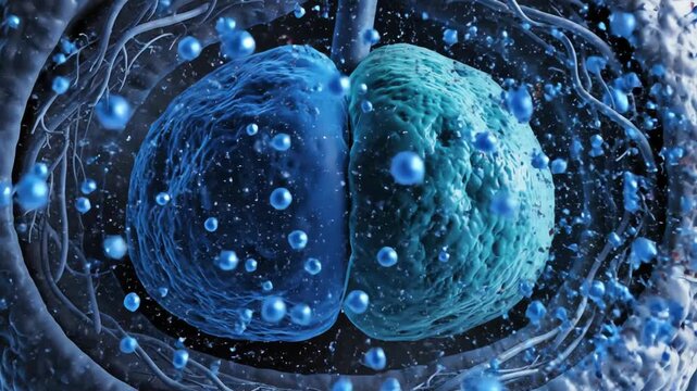 Stress reduction and calm from chocolate consumption, on adrenal glands slowing cortisol release, hormones shifting from chaotic red to serene blue