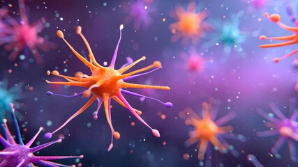 Colorful virus cell illustration depression diabetes risk medical concept with vibrant neurons floating abstract microscopic