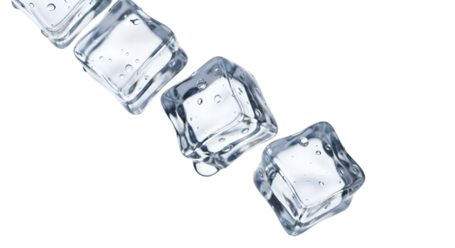 Row of Melting Ice Cubes on Black Background water