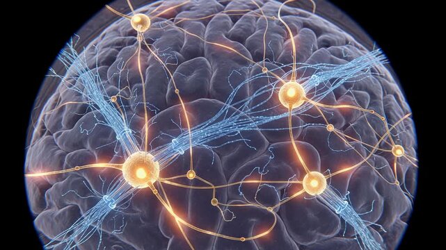 Neural prosthetics show glowing filaments integrating with brain tissue and enhancing neural connections