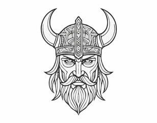 Fototapeta premium modern tribal tattoo viking warrior, abstract line art, minimalist contour. Vector