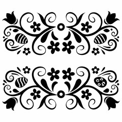 Floral easter ornament with eggs isolated on