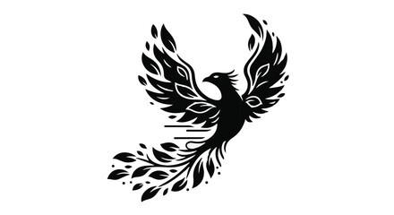 Obraz premium Mythical phoenix bird soaring with artistic, flowing wing design.