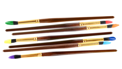 vibrant set of artist paintbrushes with colored tips offers creative inspiration for artistic projects, classroom learning, adding color to your world