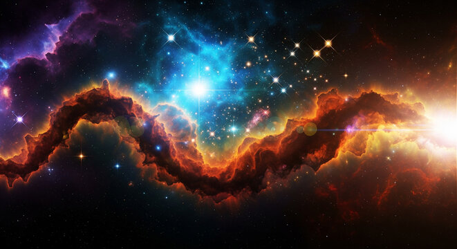 Vibrant cosmic nebula with glowing stars, an abstract space scene perfect for backgrounds and wallpapers
