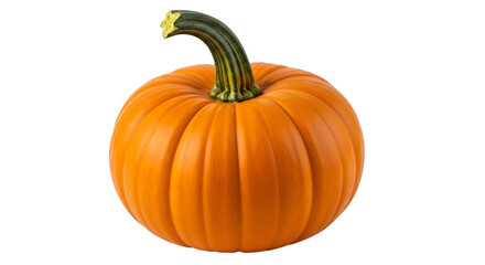 Obraz premium Orange Pumpkin with Green Stem on Black Background