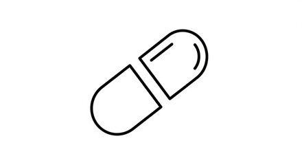 Modern capsule pill icon for health and medical designs, representing wellness and pharmaceutical concepts, suitable for minimalist healthcare branding