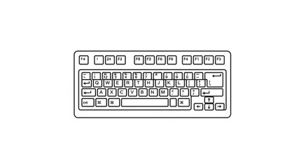 Sleek keyboard layout perfect for tech blogs, coding tutorials, or design projects needing a modern interface element showcasing keys and functionality