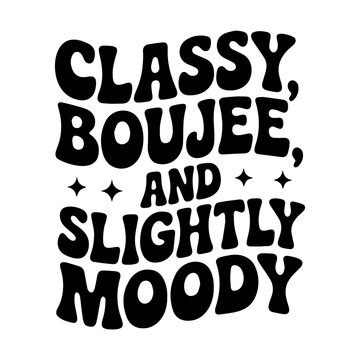 Classy boujee and slightly moody text design with stars in black and white color scheme vector art