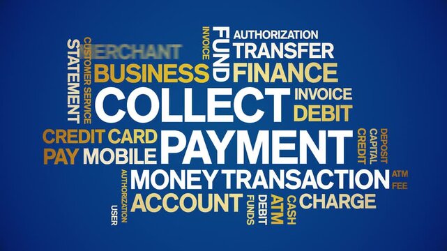 Collect Payment animated word cloud-text design animation tag kinetic typography seamless loop.