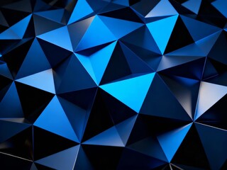Obraz premium Abstract geometric pattern with blue triangular facets and metallic texture