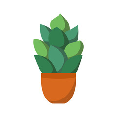 Simple illustration of a potted succulent plant with green leaves in a brown pot.