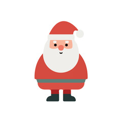A simple and modern flat 2D vector of a Visiting Santa, isolated on a pure white background.
