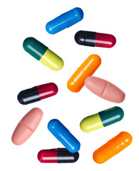 multicolor medication capsules offering health support, perfect for pharmaceutical and healthcare content promoting treatment and overall wellness online now