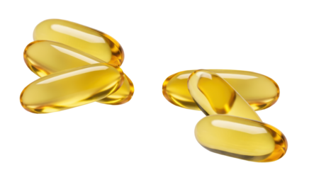 pile of golden omega-3 fish oil capsules promoting health benefits, dietary supplements, and healthy lifestyle choices for nutrition and wellness programs