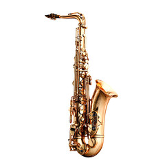 Obraz premium Golden alto saxophone musical instrument isolated on transparent background