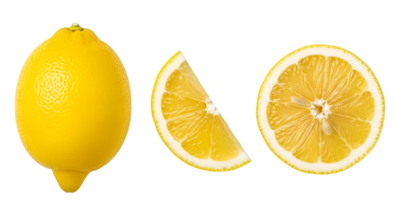 Whole Lemon Slice And Half Lemon Keywords: lemon, citrus, fruit, yellow, sour, acidic