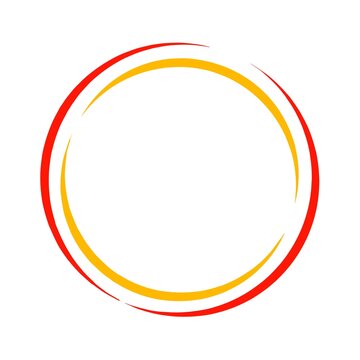 Red Yellow Circle Frame. Dynamic Circular Border. Abstract Round Element