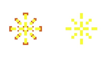Pixel Art Starbursts Geometric Star Shape Graphic in Retro 8-bit Style