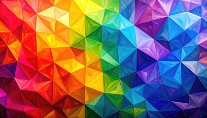 Obraz premium A colorful and geometric abstract artwork. The image features a vibrant array of colors and shapes, creating a visually dynamic composition