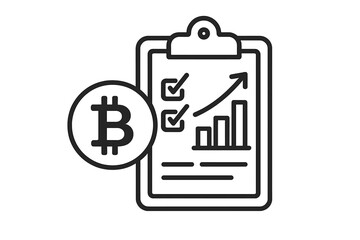 Cryptocurrency market analysis and financial planning checklist showing upward growth chart