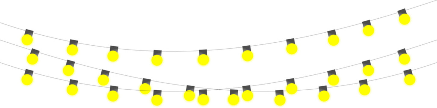 Festive yellow light bulbs decoration for party and holidays