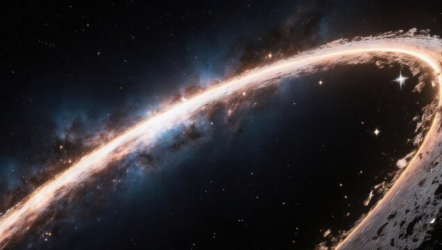 Cosmic Ring of Light and Debris in Deep Space.