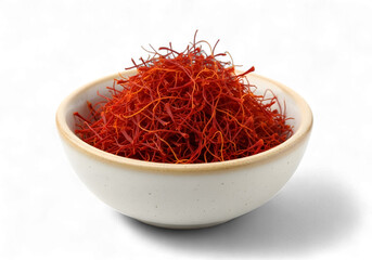 Fototapeta premium Exquisite saffron threads in a bowl, a culinary treasure promising rich flavor and vibrant color for gourmet dishes and spice blends, a touch of luxury