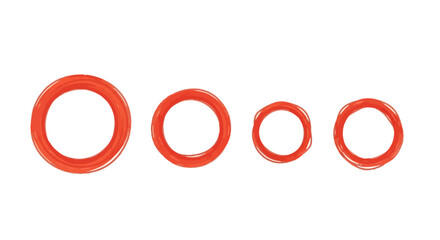 Set of four red o-rings in varying sizes on a white background, illustrating industrial sealing solutions