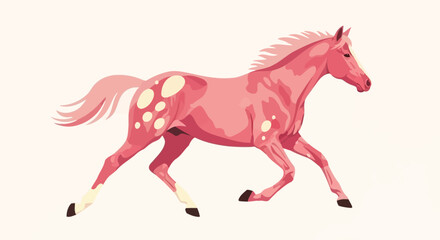 Pink Horse Illustration A Playful and Whimsical Depiction of a Running Equine Animal
