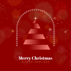 Christmas and New Year greeting cards with xmas decoration. Winter Holiday Posters or banners design in modern realistic style with fir branches, gift boxes, christmas tree toys deer and stars	
