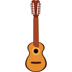 Acoustic Charango String Musical Instrument with Wooden Body and Frets Isolated on Transparent Background