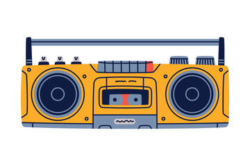 Retro Cassette Recorder for Music Listening Vector Illustration