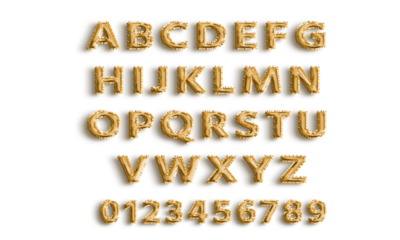 Golden foil balloon letters alphabet and numbers decoration