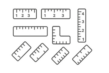 Fototapeta premium Assortment of measuring rulers and tools icons for school, architecture, and drafting projects