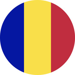 Andorra civil flag and ensign. Flag of Andorra circle badge. Andorra flag round banner.