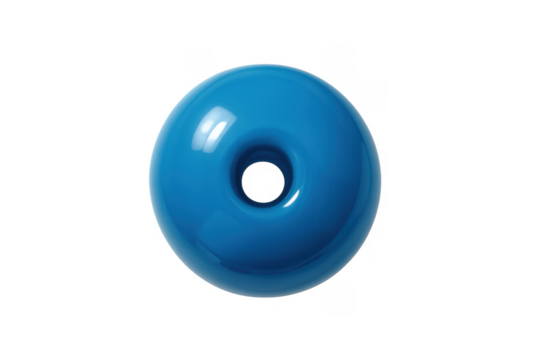 Blue glossy 3d torus object transparent background