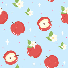 Cute Red Apple Seamless Pattern