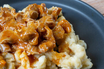 Hungarian pork gizzard stew with dumplings