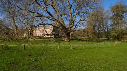 A view of the Chamarande park at the end of winter. Chamarande, France - March 22, 2024.  