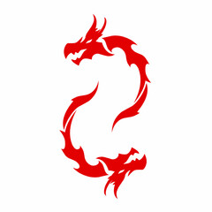 Red Twin Dragon Tribal Design
