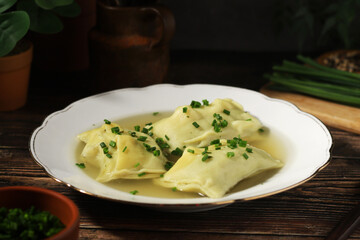 German Swabian dish - Maultaschen in broth	