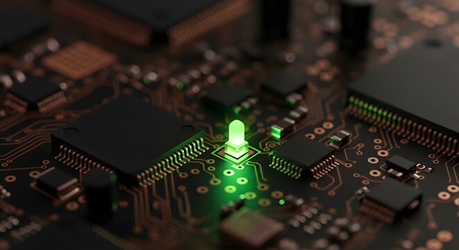 Cutting-edge technology lights up the digital landscape with vibrant green, perfect for modern tech and innovation concepts in the digital world