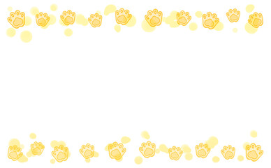 Yellow watercolor paw print horizontal frame paint splatter