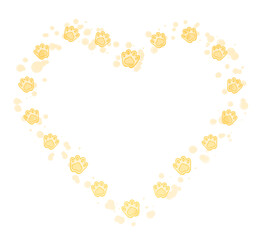 Yellow heart paw print frame paint splatter