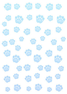 Blue watercolor paw print vertical pattern
