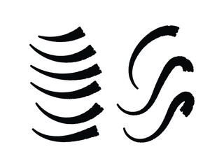 Black brush stroke collection on white background elements
