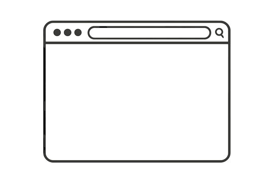 Minimalist outline of a generic web browser interface window with search bar and navigation dots